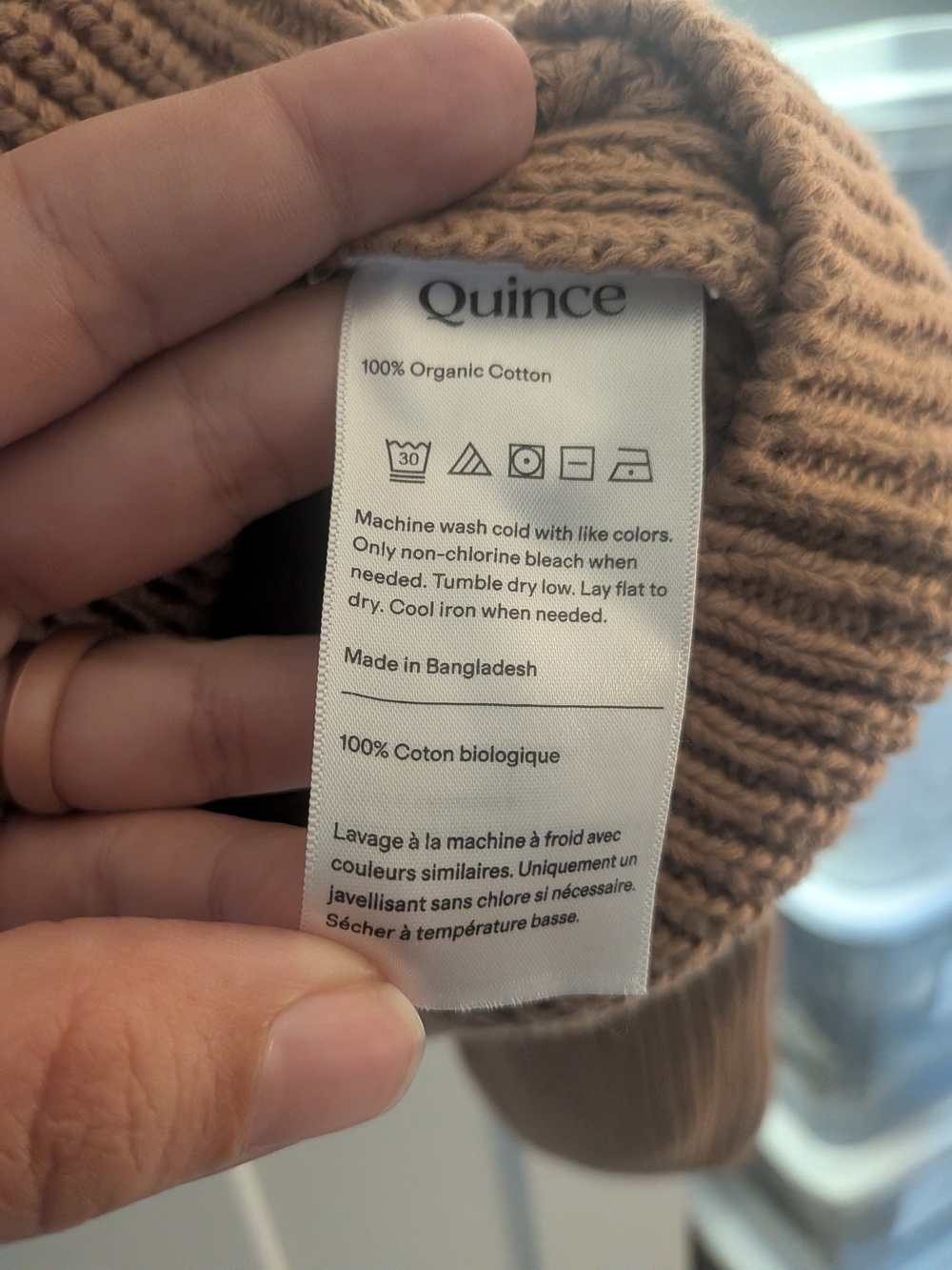 Quince 100% Organic Cotton Fisherman Crew Sweater Size XL Color Caramel - Picture 3 of 6